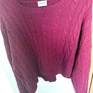Aritzia Sunday Best Cable Knit Sweater Burgundy